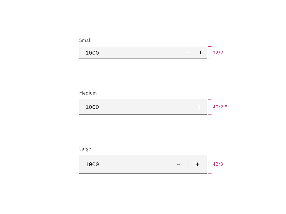 Sizes for number input